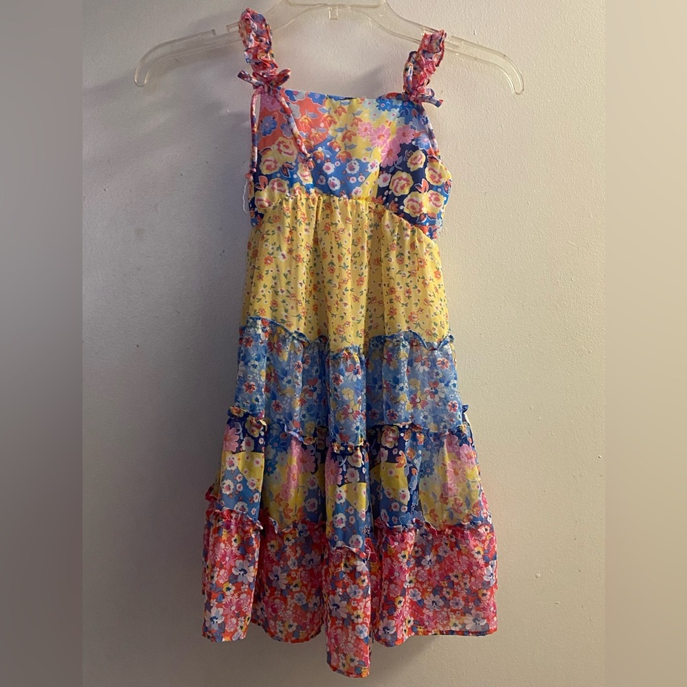 Jona Michelle Girls Floral Tank Midi Dress Size 6 Multicolor Floral Chest 24”